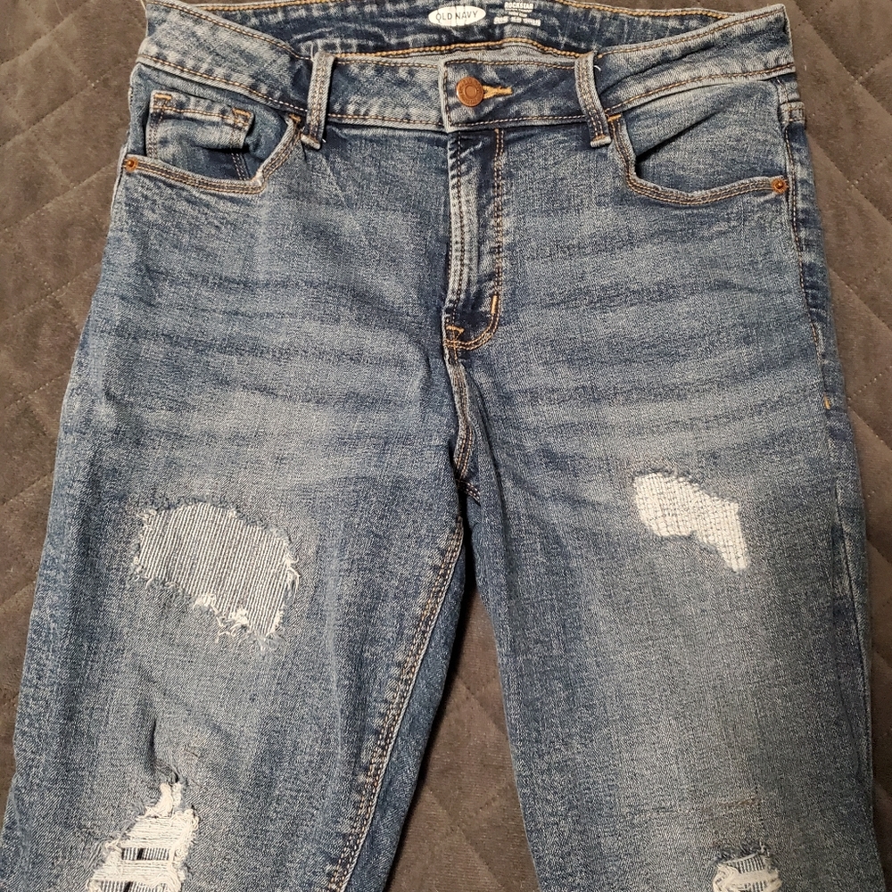 Medium wash distressed jeans
